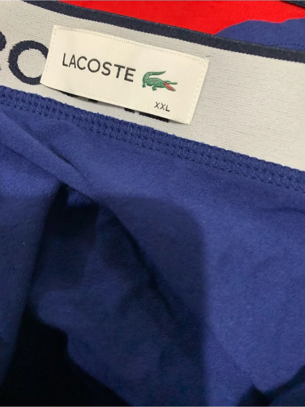 Lacoste Men’s Boxer Cotton Brief 3-lot  — Red, Navy, Dark Blue Size XXL